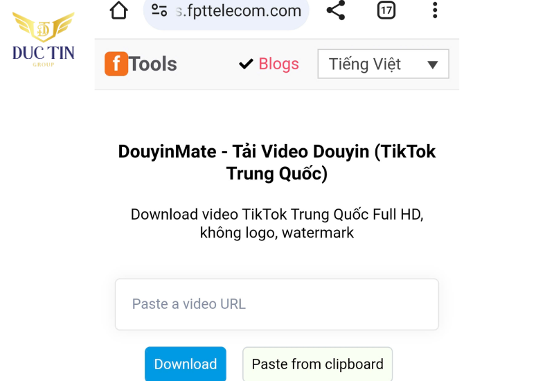 Dán đường link video muốn tải vào ô trên màn hình